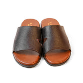 Classic Brown Leather Slide Sandals
