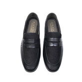 Textured Black Leather Penny Loafers
