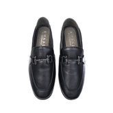 Black Leather Loafers with Metal Bit