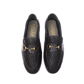 Handcrafted Woven Leather Bit Loafers – Dark Brown Elegance