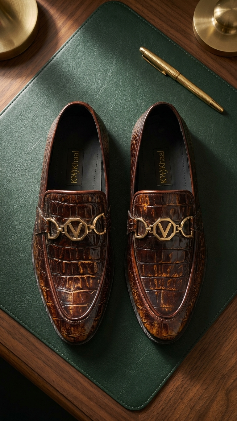 The Khaal Executive Croc-Embossed Loafer