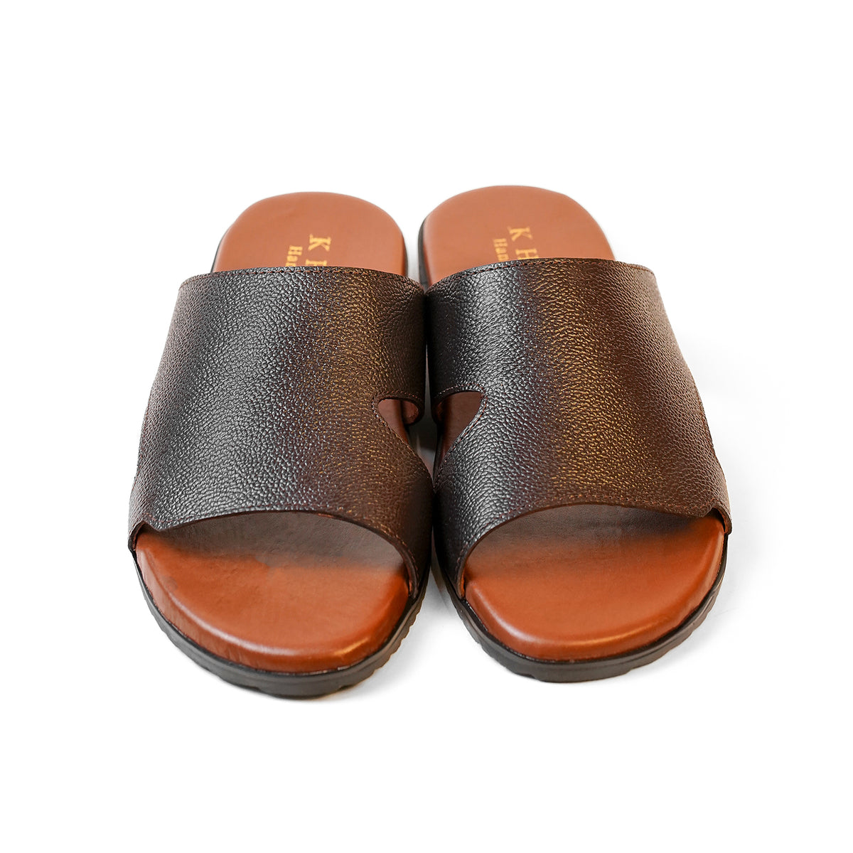 Classic Brown Leather Slide Sandals