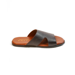 Classic Brown Leather Slide Sandals