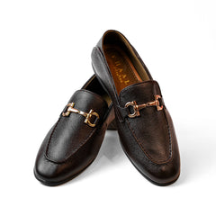 Classic Leather Loafers with Metal Bit Detail