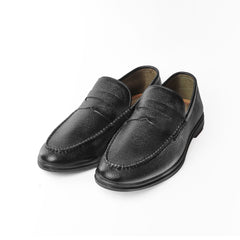 Classic Black Leather Penny Loafers