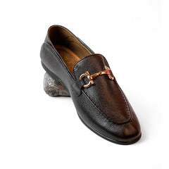 Classic Leather Loafers with Metal Bit Detail