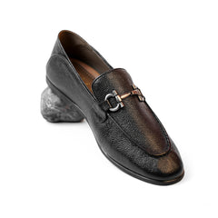 Men’s Black Textured Leather Bit Loafers