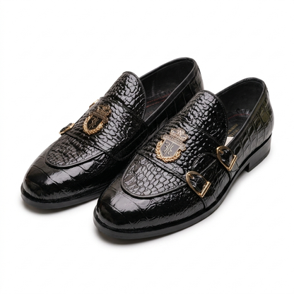 The Royal Sovereign Crocodile-Embossed Monk Strap Loafer