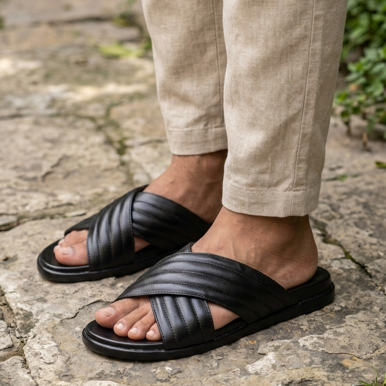The Obsidian Cross-Strap Slide