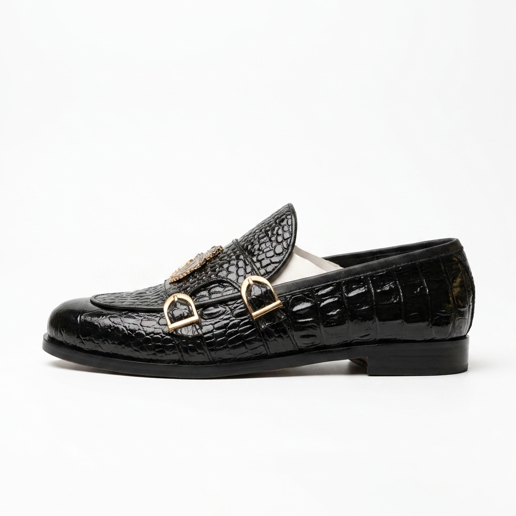 The Royal Sovereign Crocodile-Embossed Monk Strap Loafer