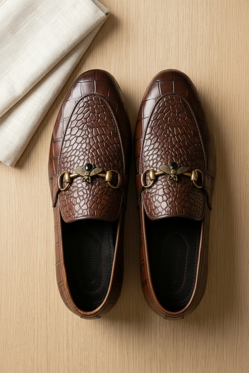 Croc &amp; Bee Horsebit Loafers